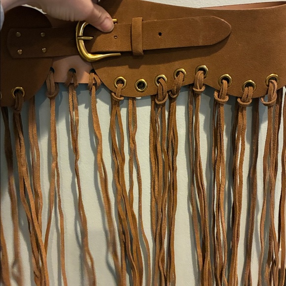 Zara NWT 100% leather fringed waist belt 1736/208 - Picture 9 of 9